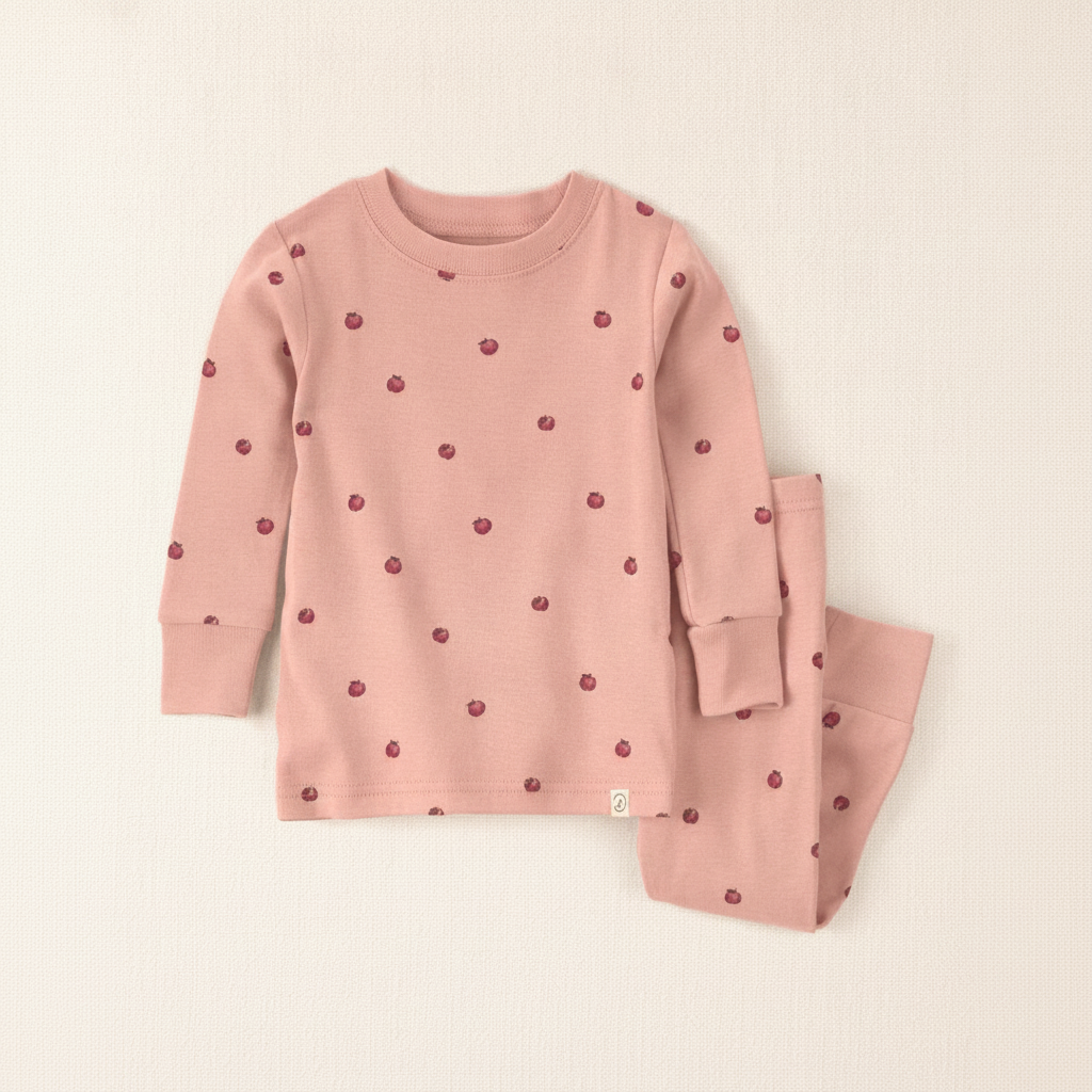 Baby Girl 2 Piece Organic Cotton Pajamas In Apples