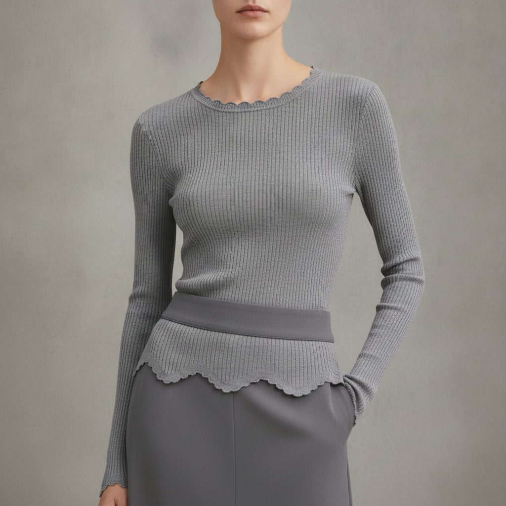 Women's Gray Glittery Viscose Top