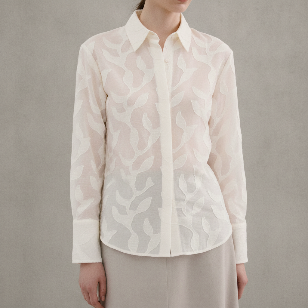 Floral embroidery blouse