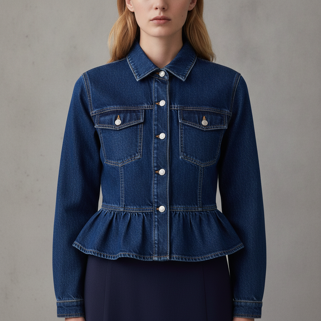 Denim Fitted Peplum Top