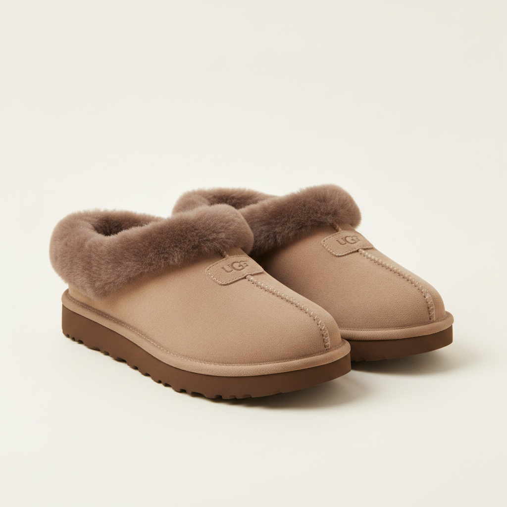Tazzette Genuine Shearling Collar Slipper