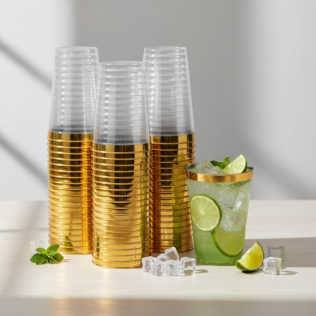 72pcs Gold Plastic Cups