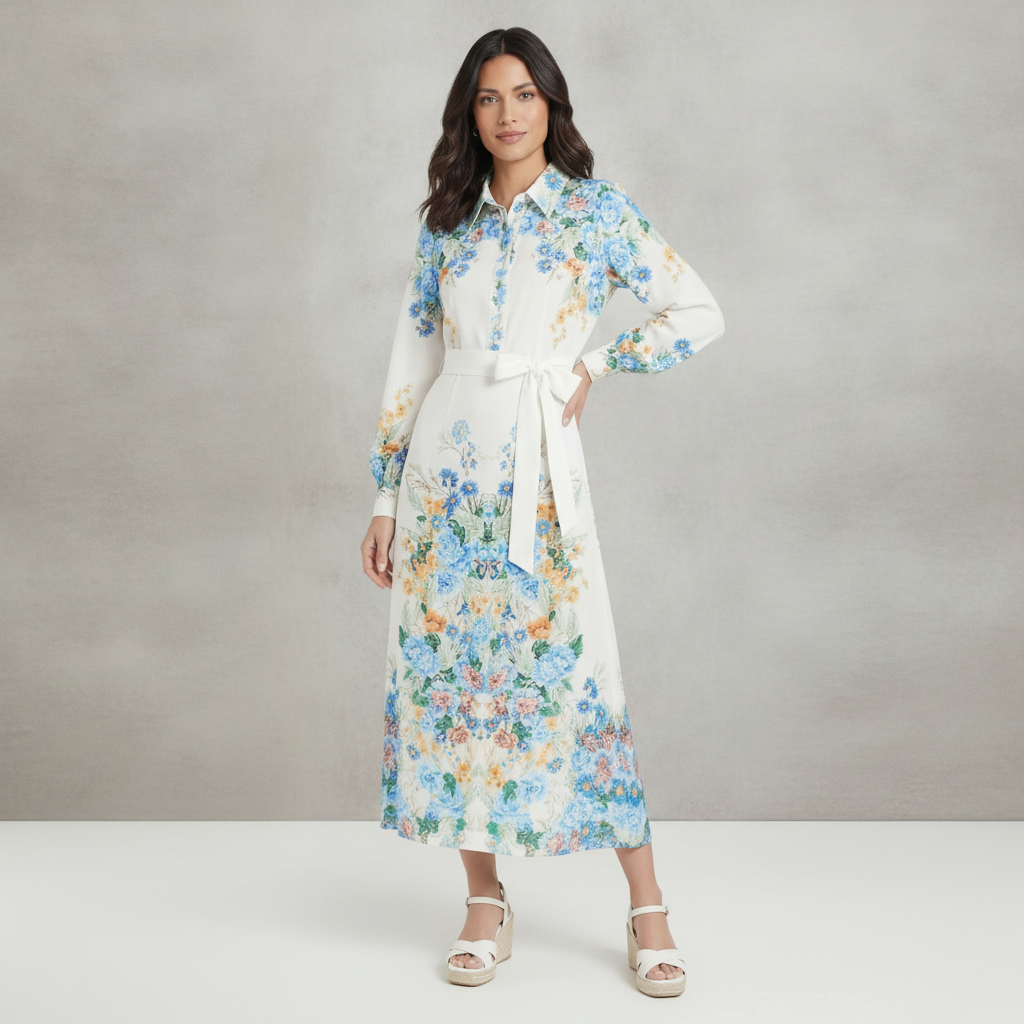 Summer Floral Western Shirt Dress