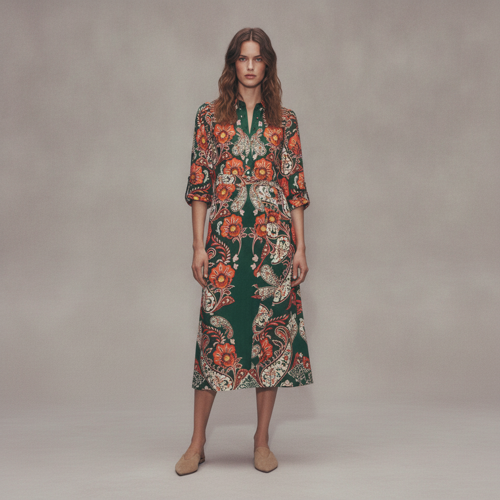 Eli Belted Jersey Midi Dress-Hunter Green, Bohemia Dream