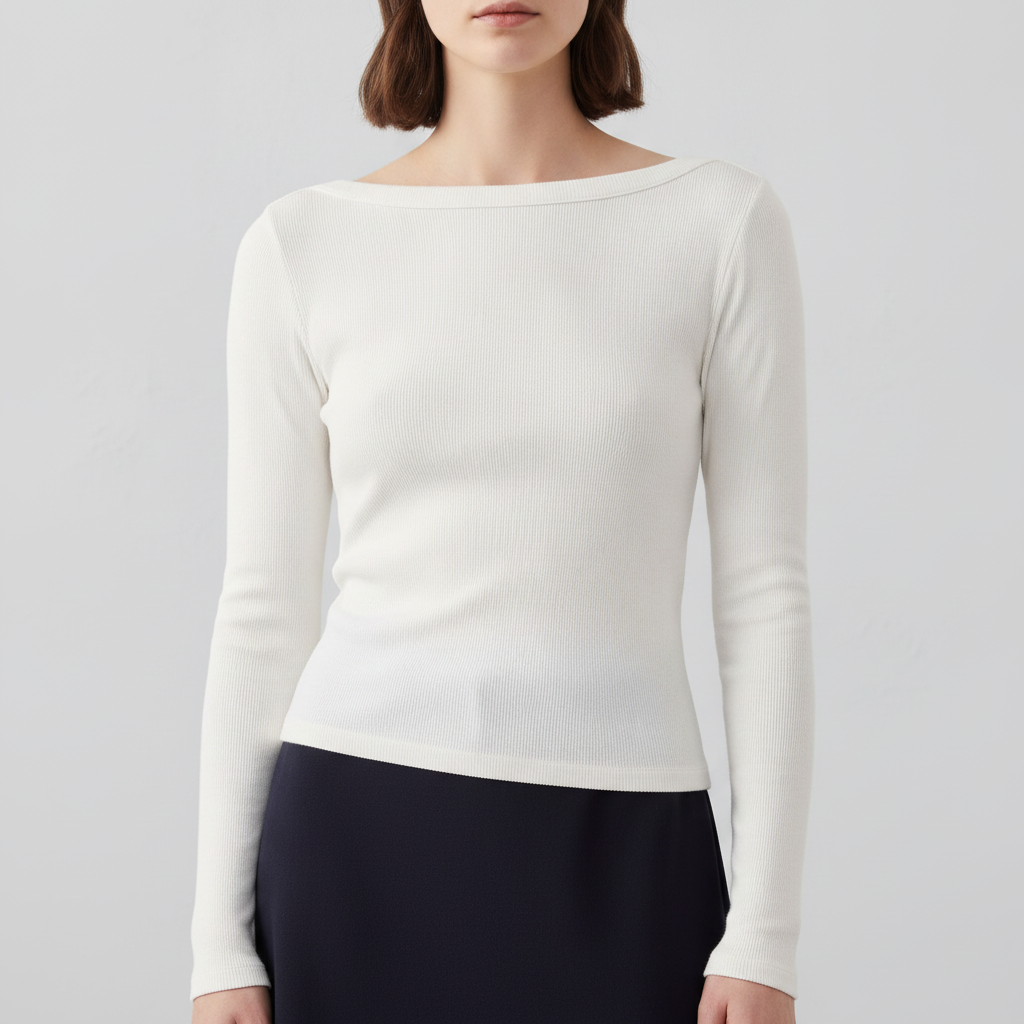Ribbed Boatneck Top