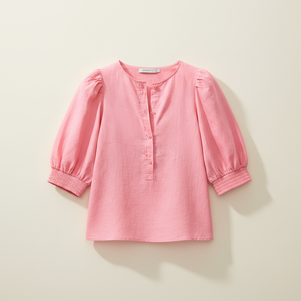 Women's Pink Linen-Blend Blouse