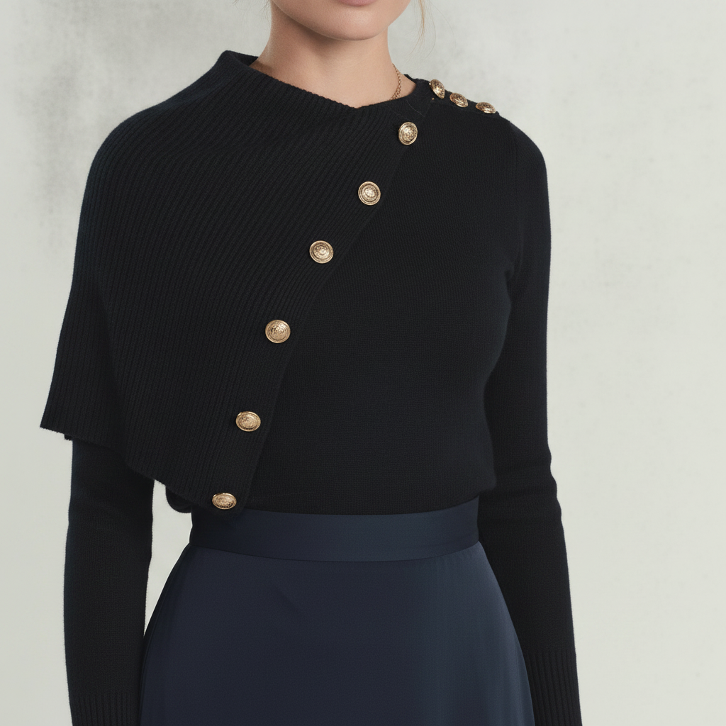 Cape Sweater w gold buttons
