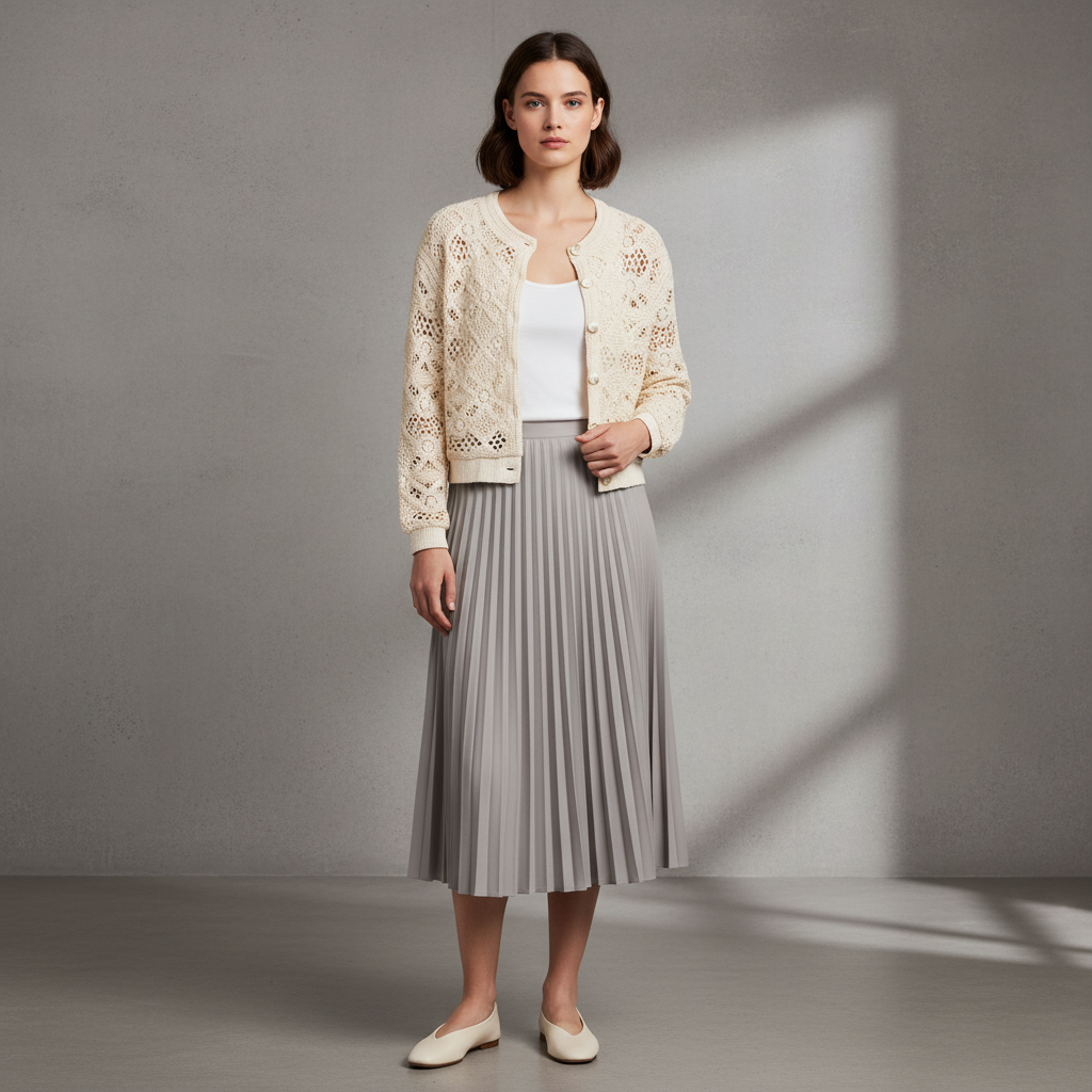Crochet Knit Button Front Jacket