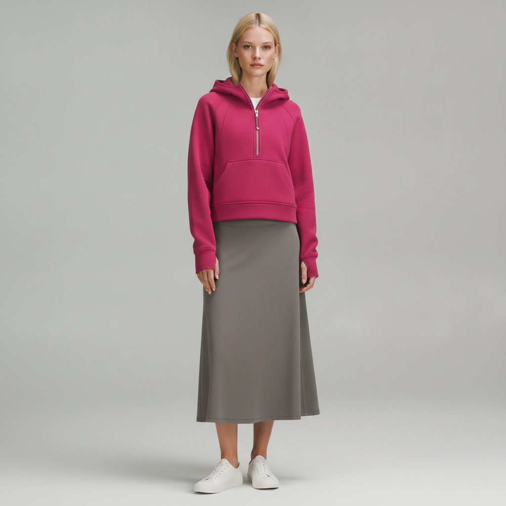 Lululemon Scuba Cropped Cotton-Blend Half-Zip Hoodie