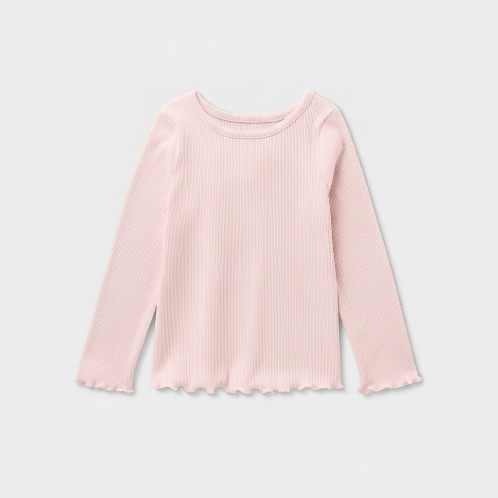Toddler Girls' Solid Ribbed Long Sleeve T-Shirt