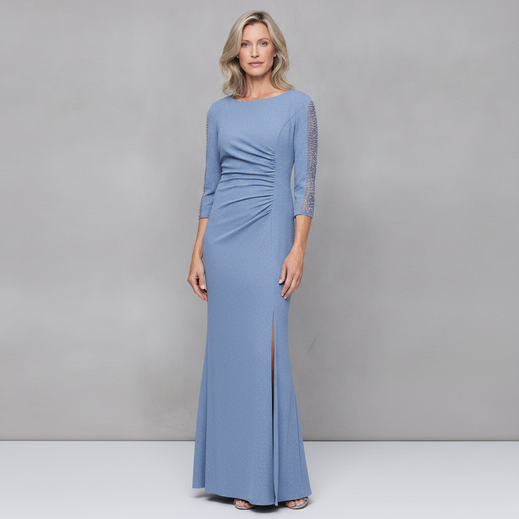 Petite Glitter Knit A-Line Gown