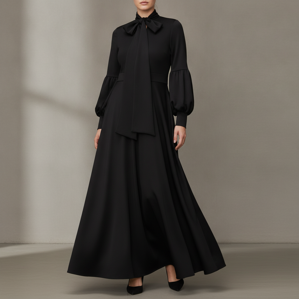 Bella Donna Long Sleeve Ribbon Tie Dress