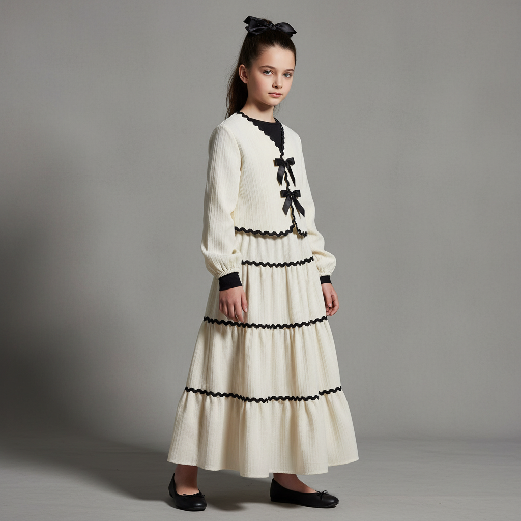 Elegant Girls' Midi Skirt Set-Tween