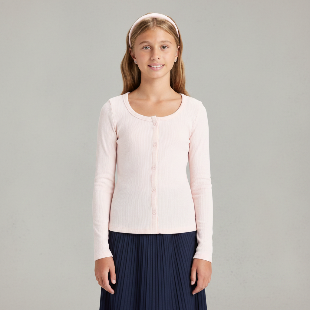 Girls' Long Sleeve Cozy Rib-Knit Cardigan