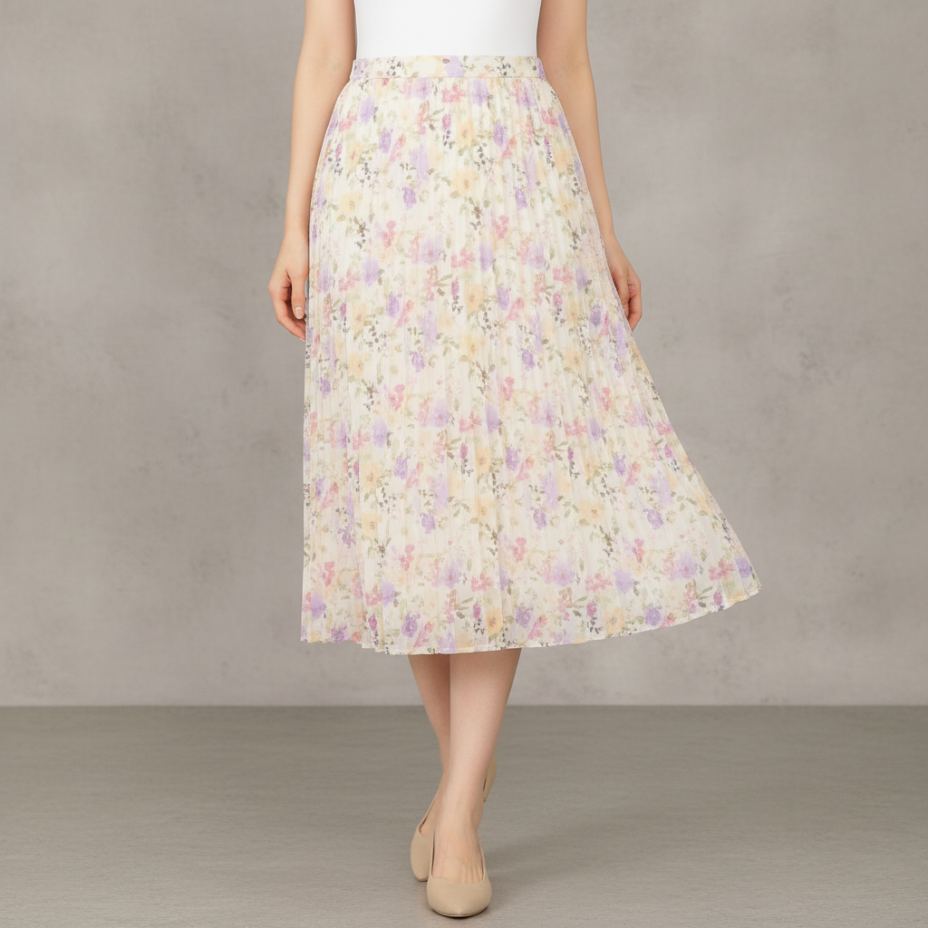 Sunburst Pleated Midi Skirt