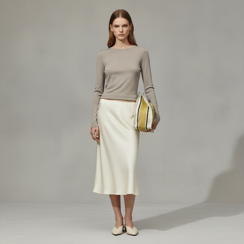 Women's Light yellow Viscose Slip Skirt