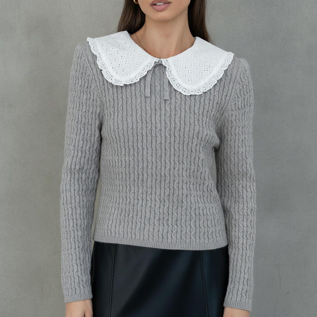 Bobbi Collared Sweater in Grey - FINAL SALE
