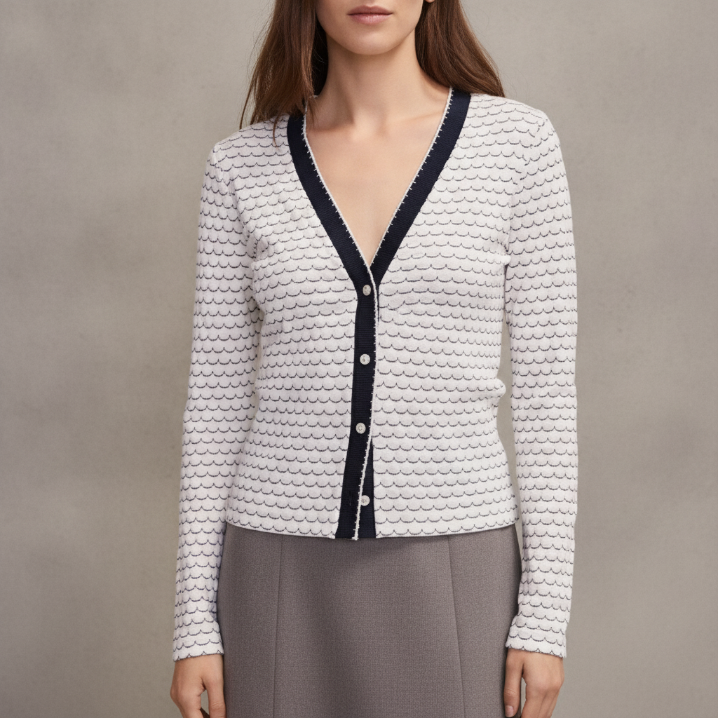 Scalloped V-Neck Cardigan