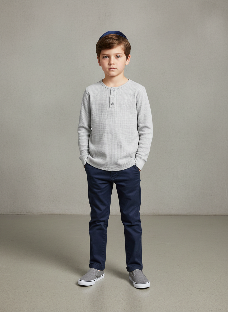 Waffle-Knit T-Shirt for Boys-XS only