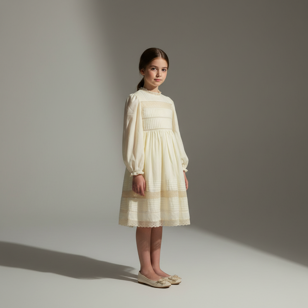 Ivory Pintuck & Lace Dress
