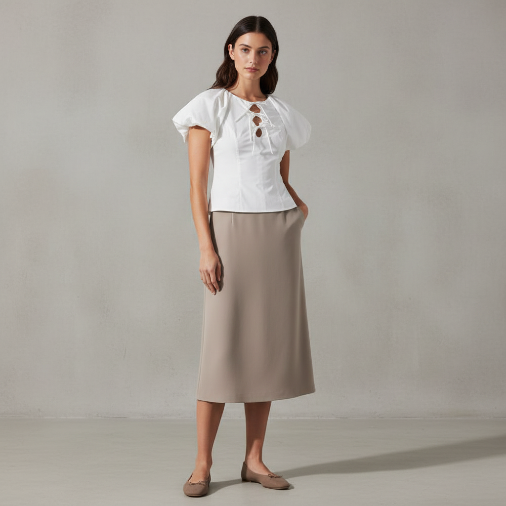 Aine Tie Detail Cotton Top