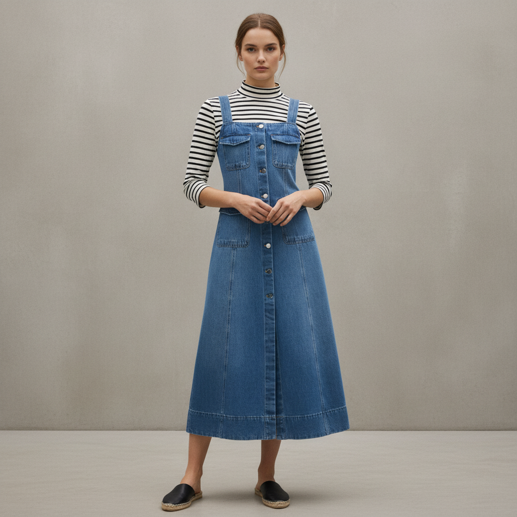 Women's Light denim blue Button-Front Denim Dress