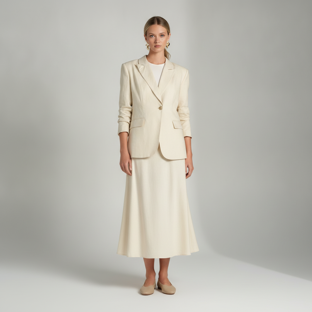 Asymmetrical Linen Blazer