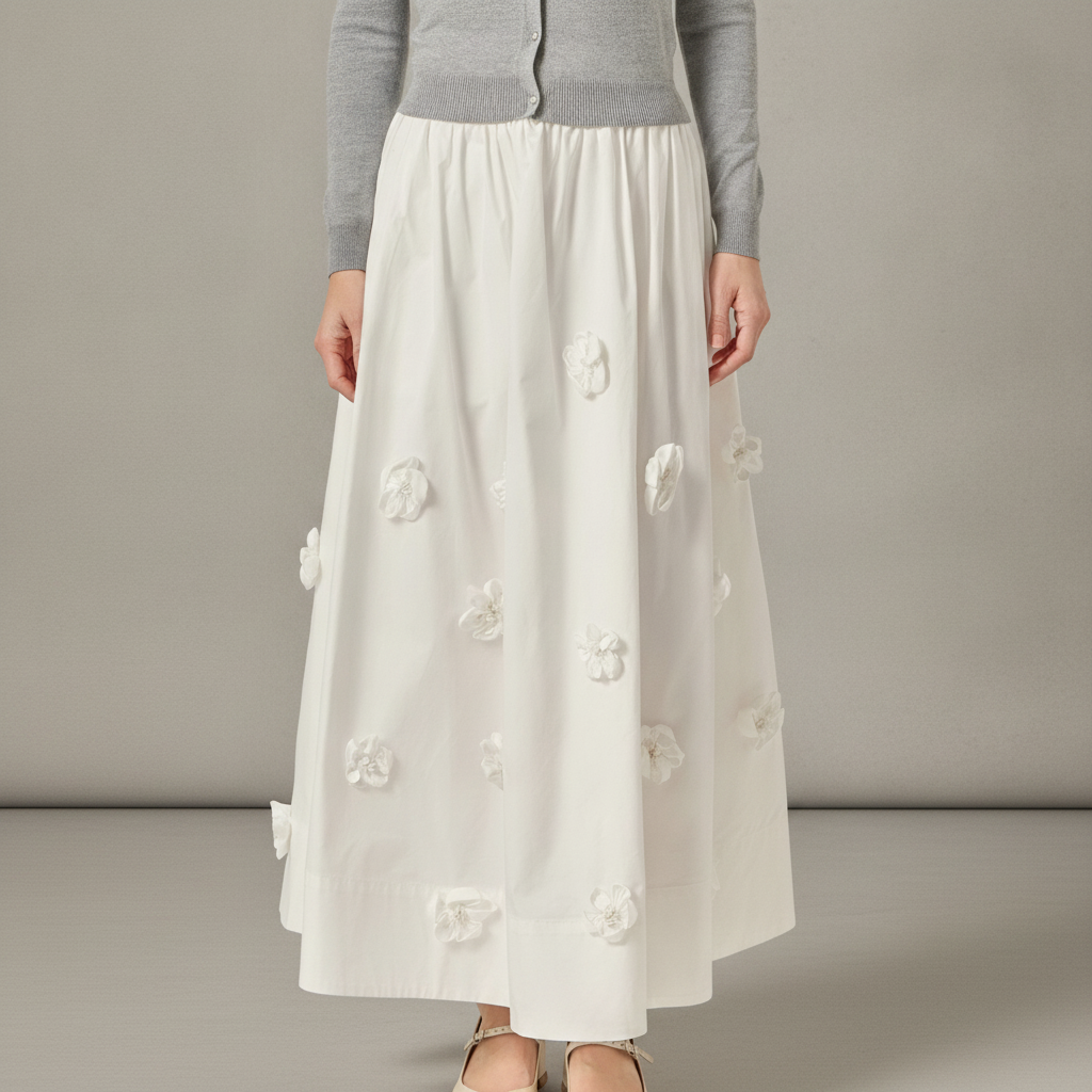3D Flower Maxi Skirt