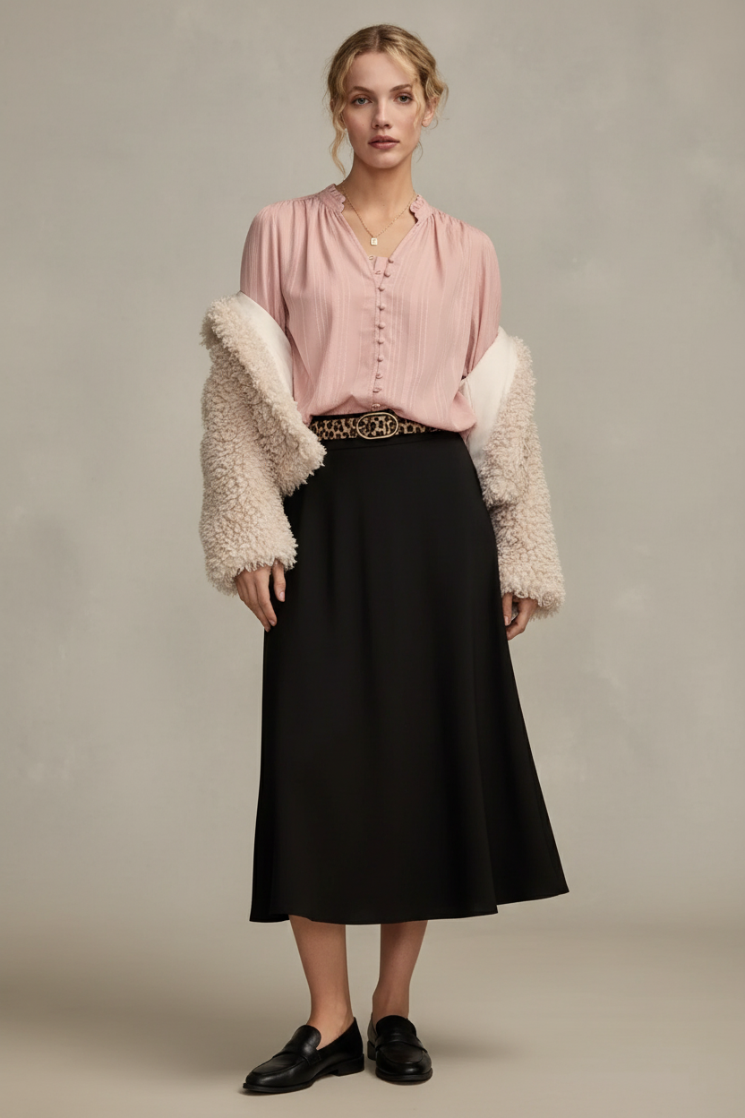 SHINE BUTTON FRONT BLOUSE