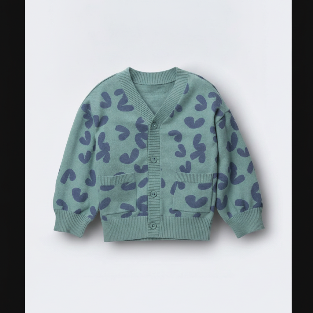 Otter Avenue Toddler Cardigan with Avenue Pockets in Abstract Print - Teal
