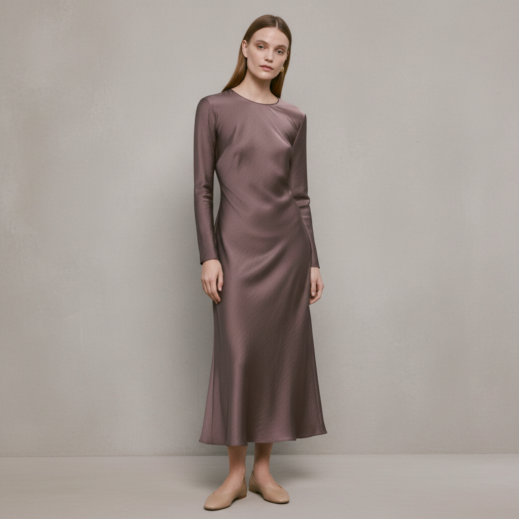 Long satin textured dress
