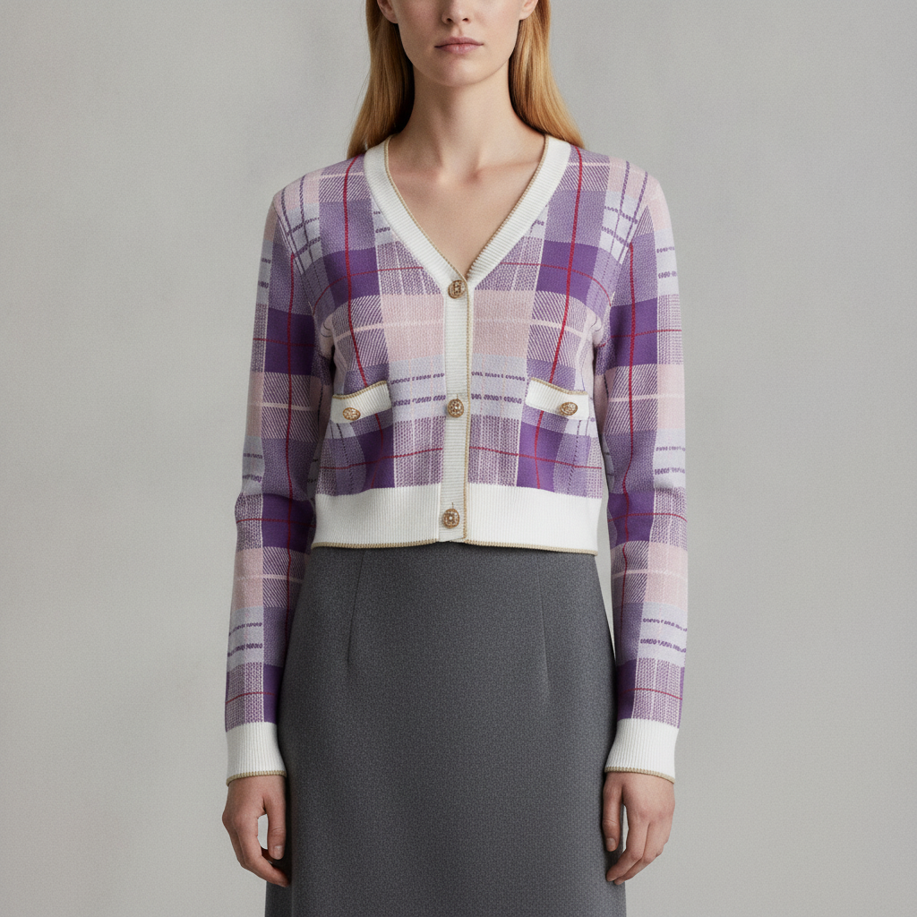 Lavendar Plaid Cardigan