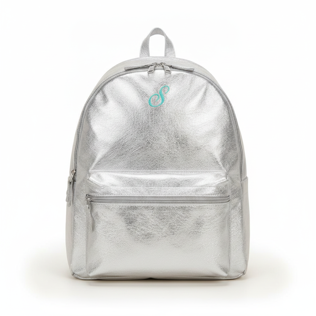 Colby Metallic Silver Backpack, Large