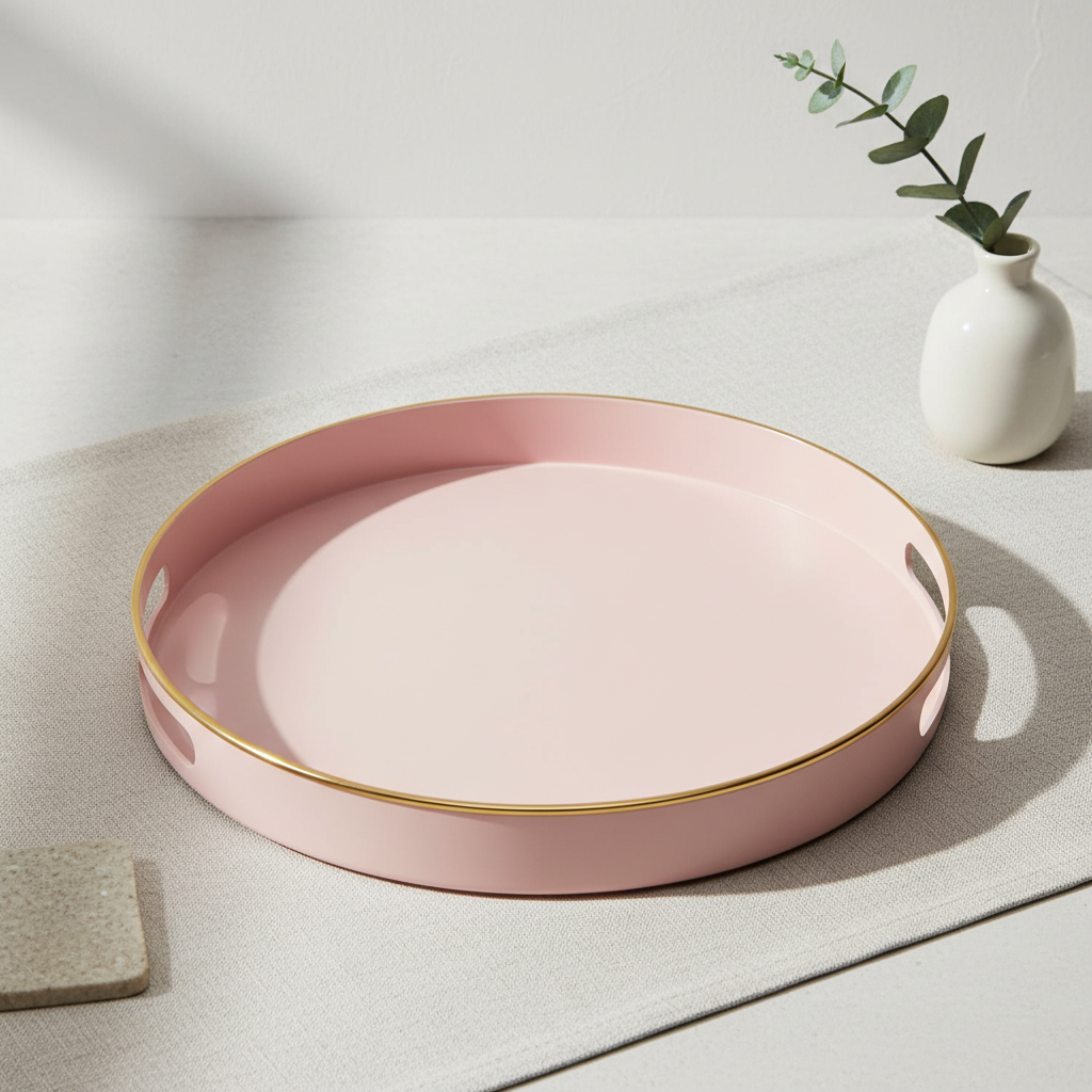 Round Pink Serving Tray