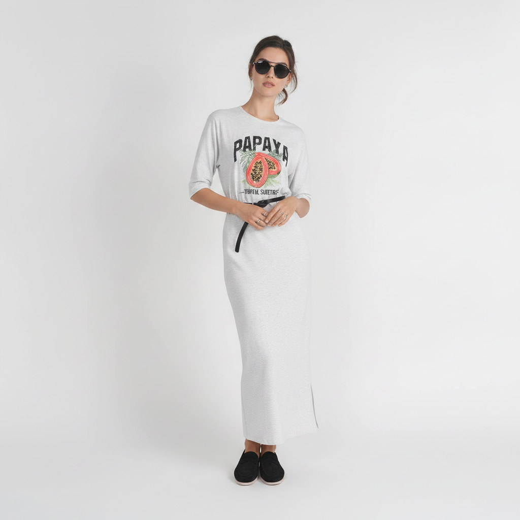 T-shirt Midi Dress- Papaya
