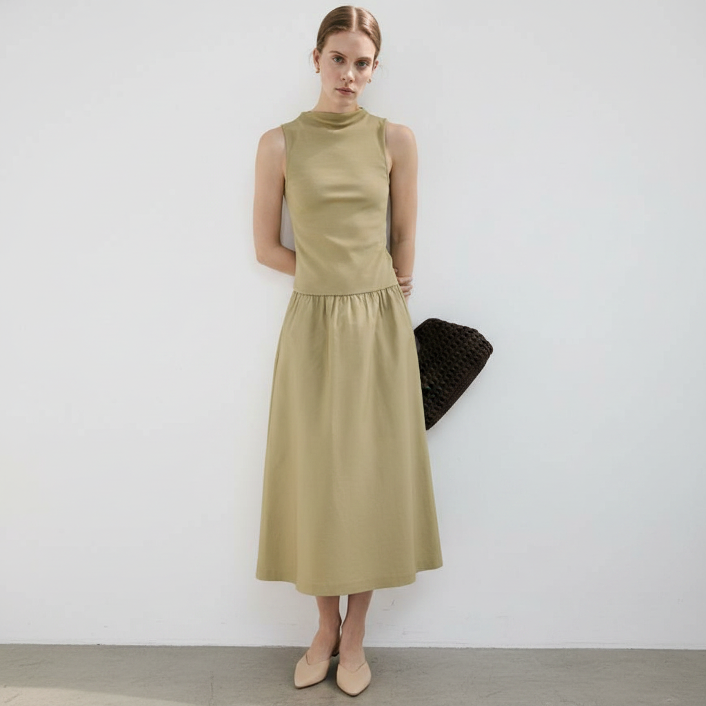 Contrast-bodice dress - Women