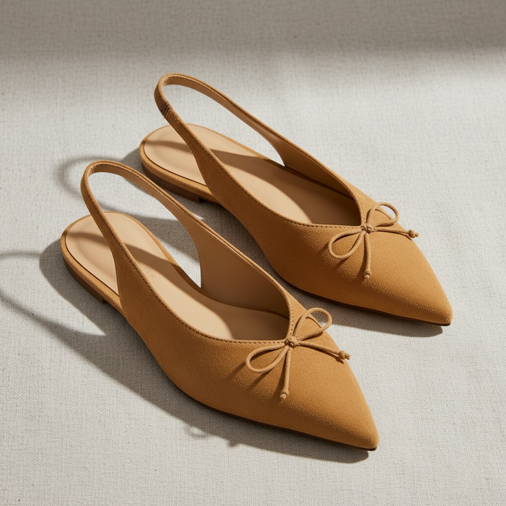 Weekend Collection Suede Bow Slingback Flat