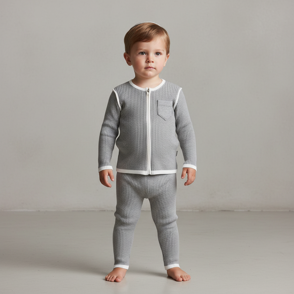 Piped Ribbed Pocket Top & Pant 2-Piece Set