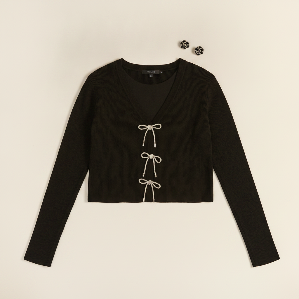Bows Cardi- Black