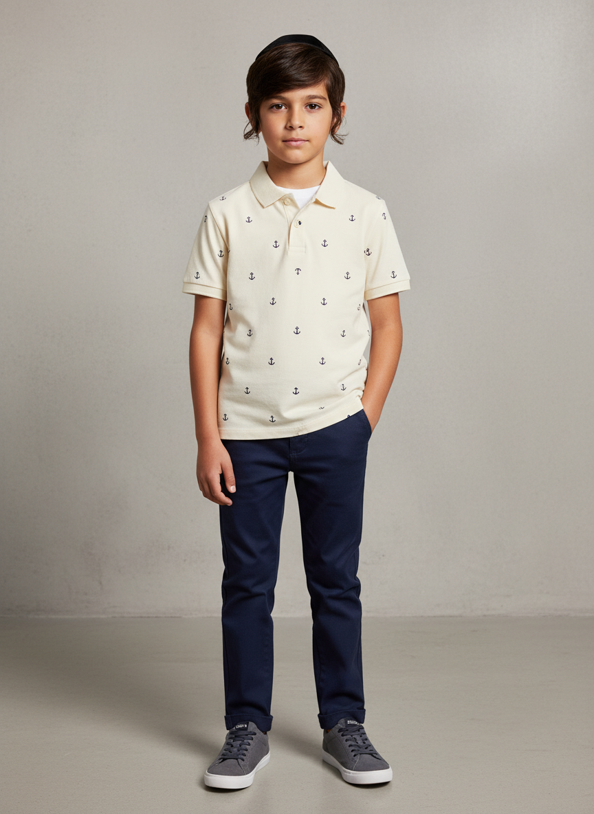 Printed Short-Sleeve Pique Polo Shirt for Boys