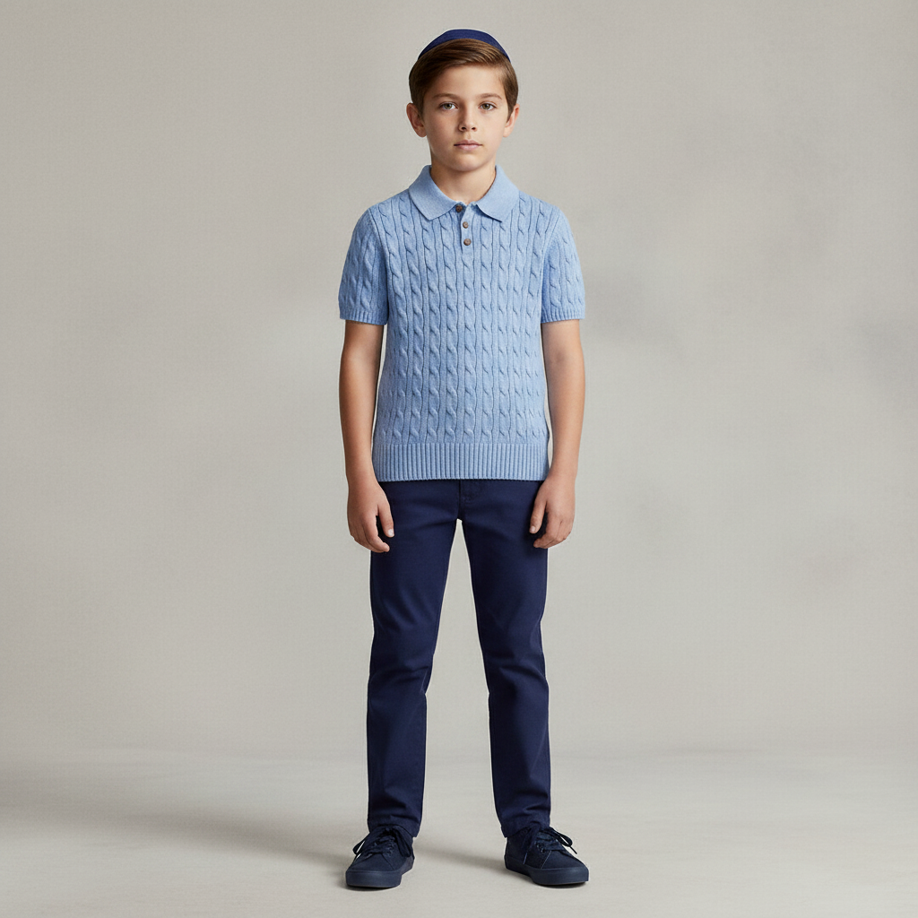 Boy's Cable-Knit Polo Shirt