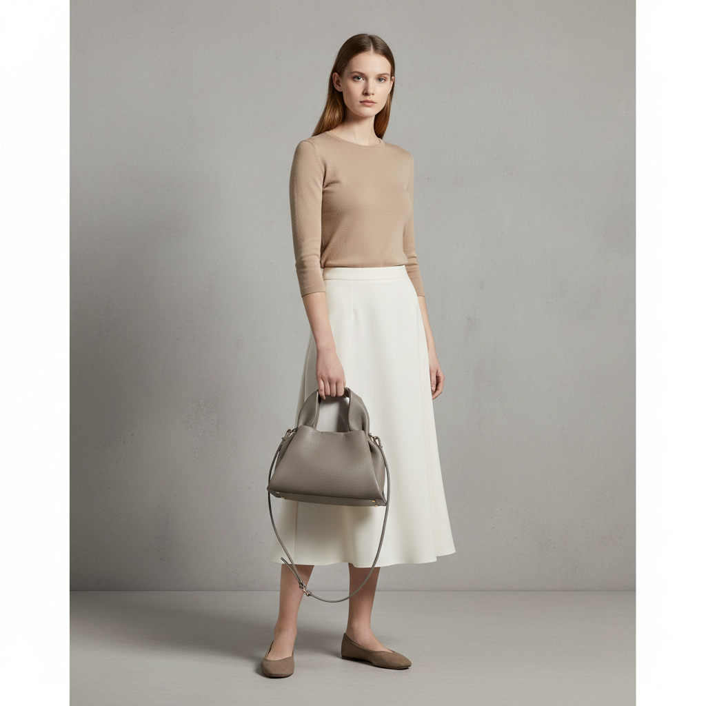 Italian Leather Trapeze Crossbody in Cognac