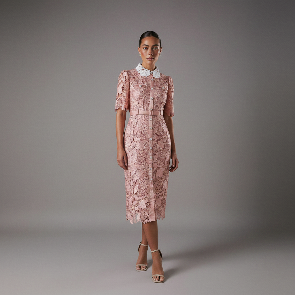 Lace Shirt Dress Contrast Colour