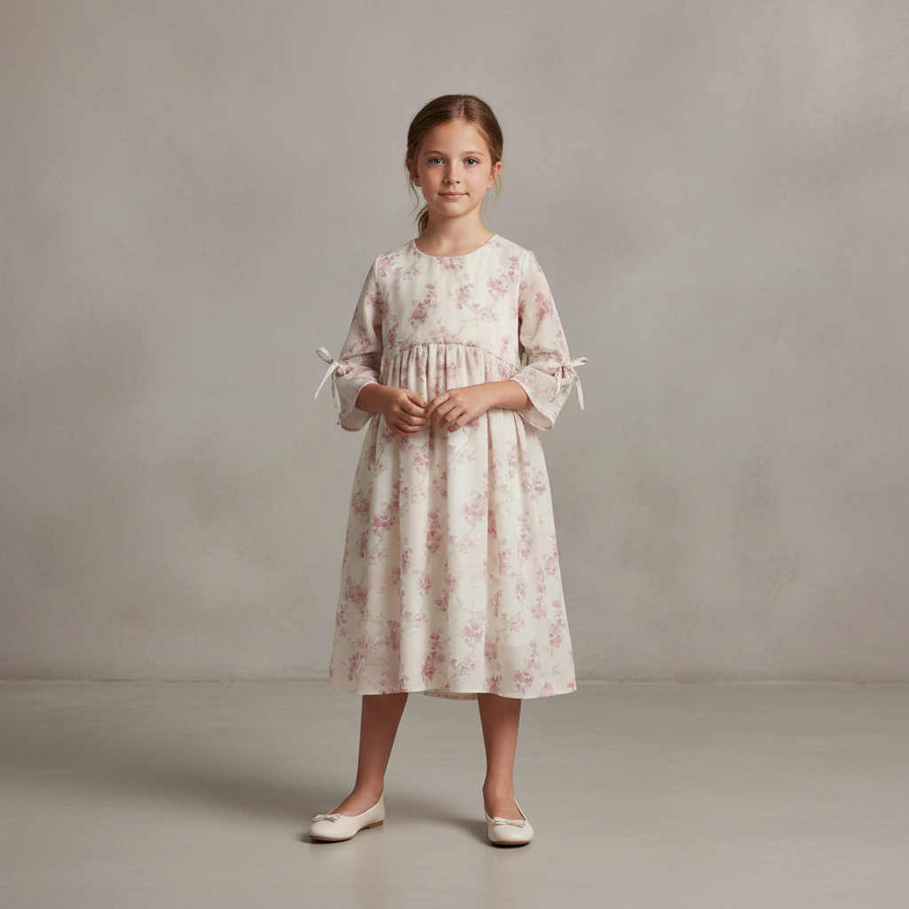 Ribbon Tie 3/4 Sleeve Dress