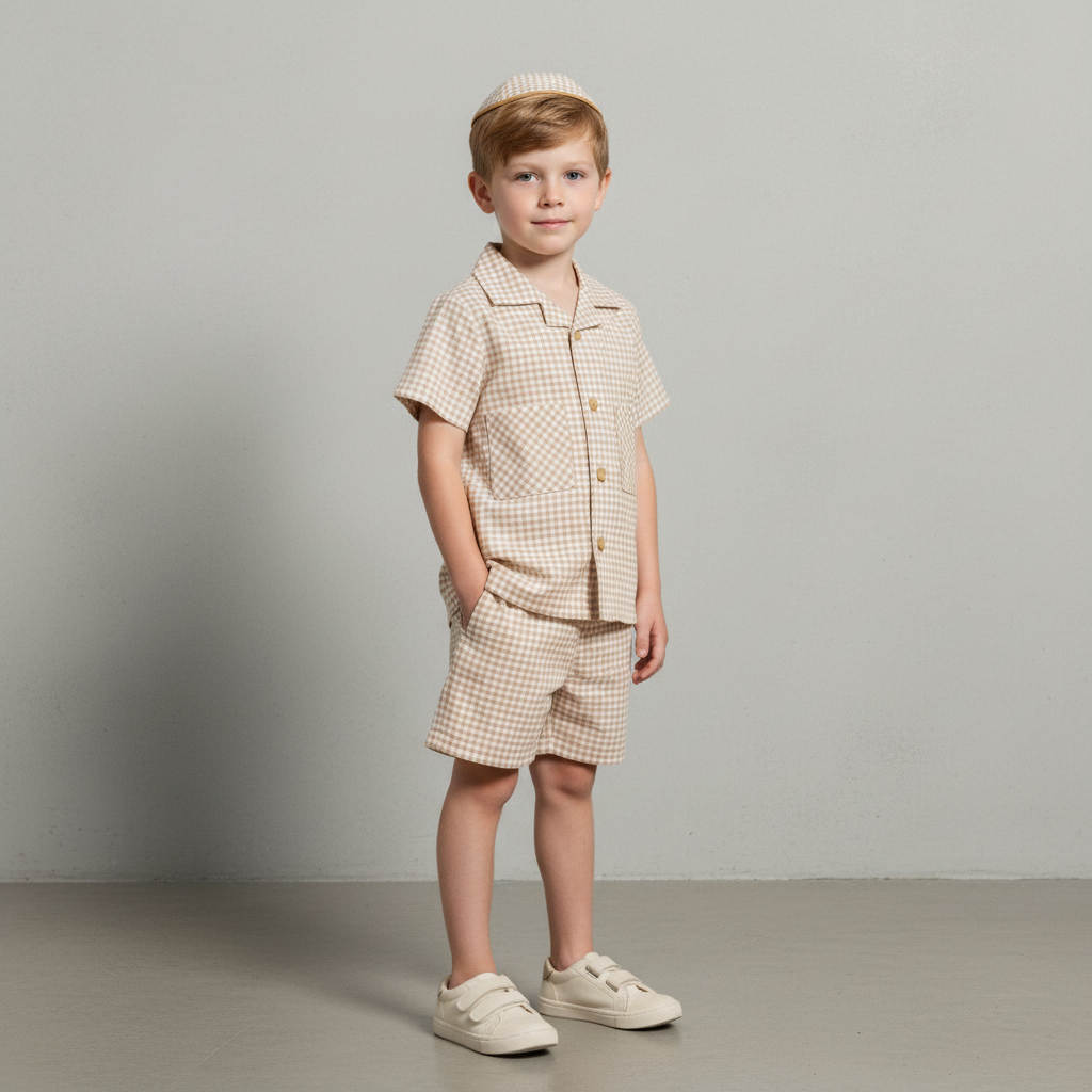 Gingham Short Sleeve Shirt & Shorts Set