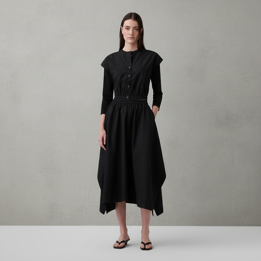 Poplin Midi Handkerchief Skirt