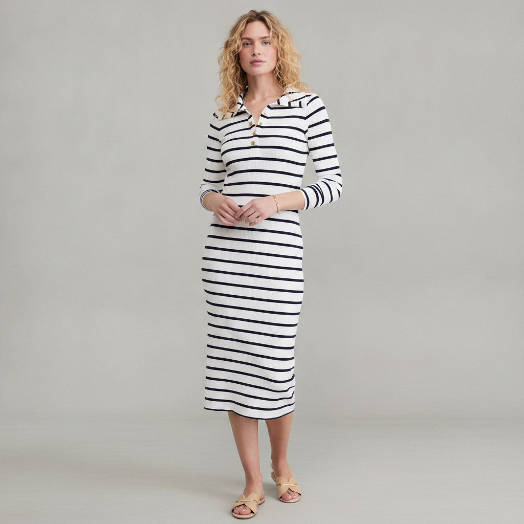 Women's Striped Sailor Knit Midi Dress, Macy's Exclusive