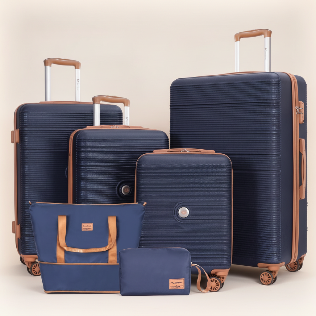 Travelhouse 6-Piece Hardshell Luggage Set - Blue