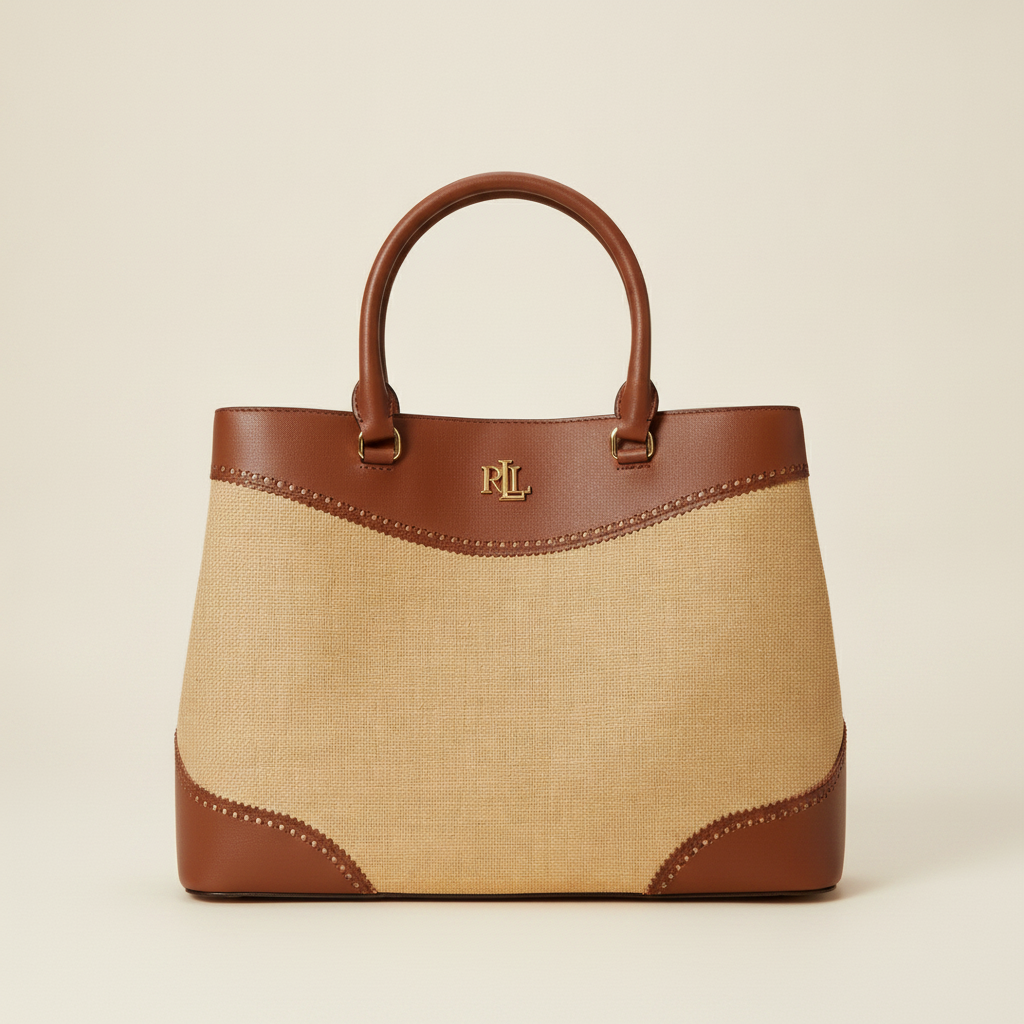 Straw & Leather Large Marcy Satchel Bag