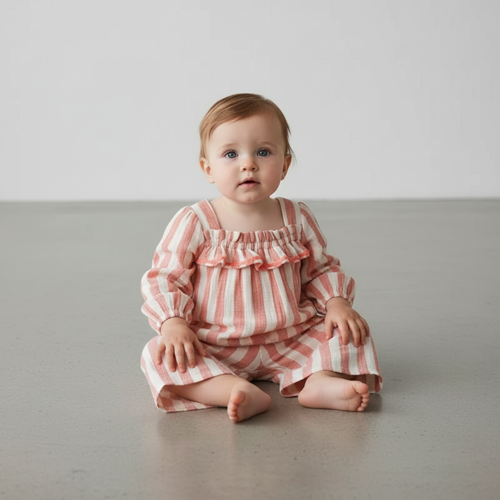 Baby Girls' 2pc Striped Gauze Top and Pants Set